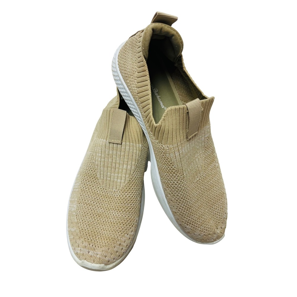 Tommy Bahama Sneakers 8.5 Tan Knit Slip On Casual Walking Shoes Nautical Beachy
